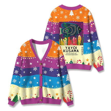 Uglysweatershops Tropical Fish Ugly Cardigan Sweater