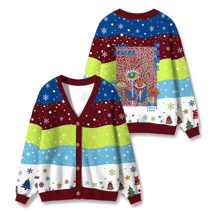 Uglysweatershops Dotted Eyes Ugly Cardigan Sweater