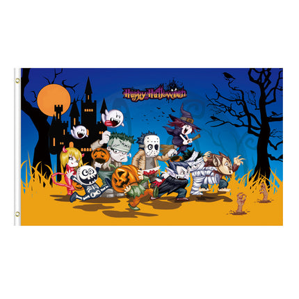 Uglysweatershops Halloween Ghostly Atmosphere Colorful Flag Background Cloth