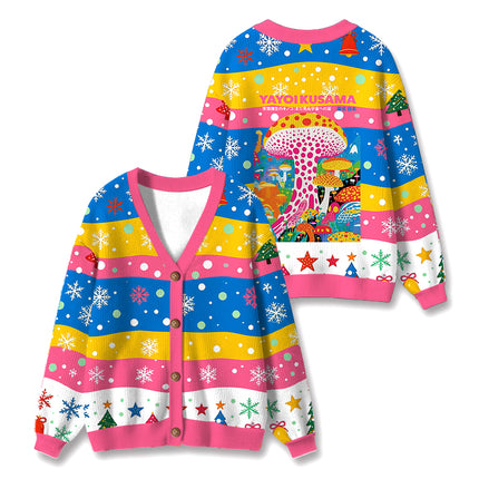 Uglysweatershops Psychedelic Mushrooms Ugly Cardigan Sweater