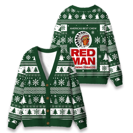 Uglysweatershops Tobacco Vintage Fuzzy Ugly Cardigan Sweatshirt