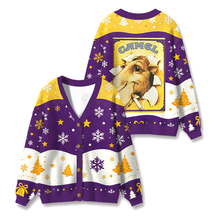 Uglysweatershops Heather Gray Joe Ugly Cardigan Sweater