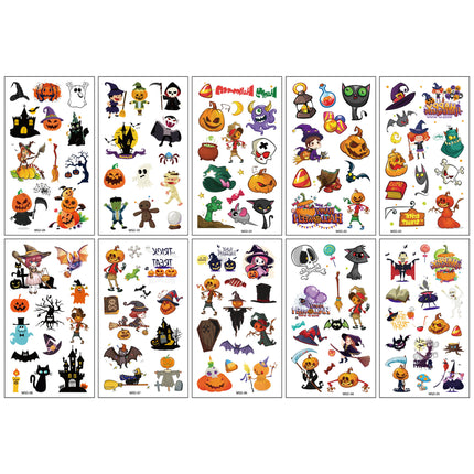 Uglysweatershops Halloween 10 Piece Fun Cartoon Temporary Tattoo Stickers For Kids
