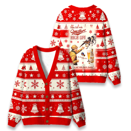 Uglysweatershops Hunting Vintag Fuzzy Ugly Cardigan Sweatshirt