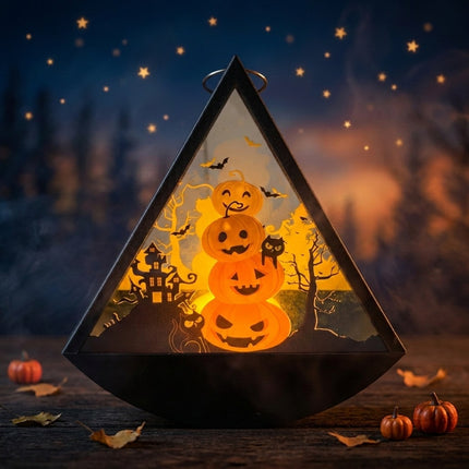 Uglysweatershops Halloween Retro Silhouette Handheld Triangular Lantern