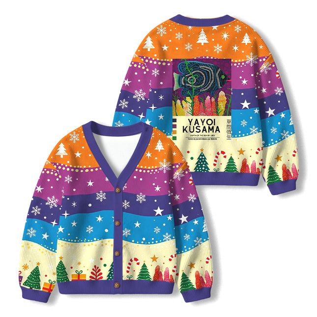Uglysweatershops Tropical Fish Kids Ugly Cardigan Sweater