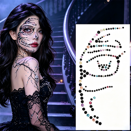 Uglysweatershops 2-piece Halloween Rhinestone Face Stickers