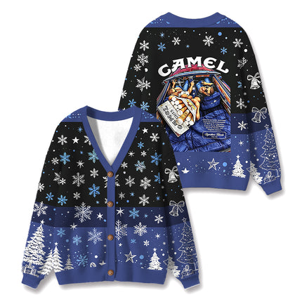 Uglysweatershops Cigarettes Blend Vintage Ugly Cardigan Sweater