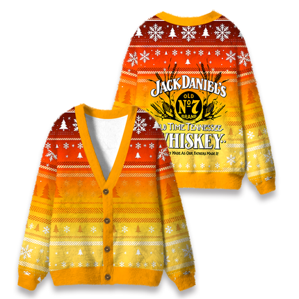 Uglysweatershops Classic American Whiskey Vintage Fuzzy Ugly Cardigan Sweatshirt