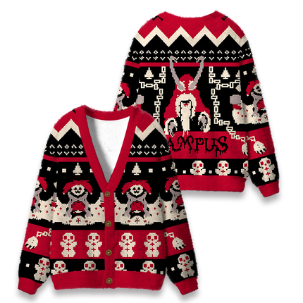 Uglysweatershops Dark Folklore Fuzzy Ugly Cardigan Sweatshirt