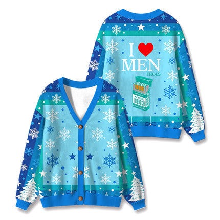 Uglysweatershops I Heart Love Smoking Ugly Cardigan Sweater