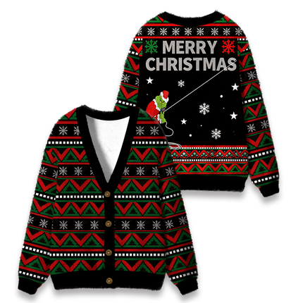 Uglysweatershops Stole Funny Fuzzy Ugly Cardigan Sweatshirt