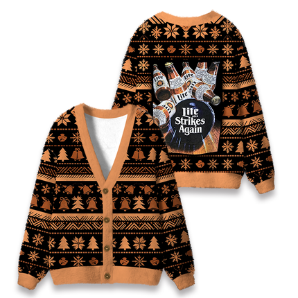 Uglysweatershops Brew Strikes Again Bowling Fuzzy Ugly Cardigan Sweatshirt