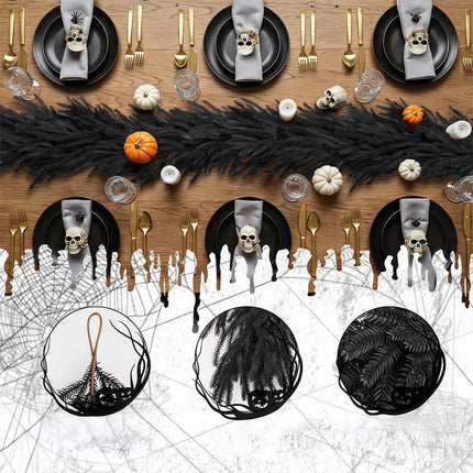 Uglysweatershops Halloween Black Norfolk Pine artificial Rattan Decoration