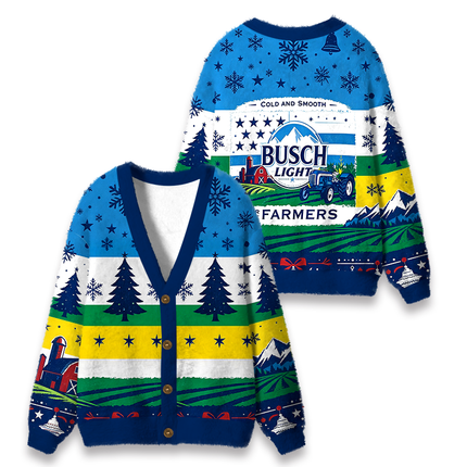 Uglysweatershops For the Farmers Fuzzy Ugly Cardigan Sweatshirt