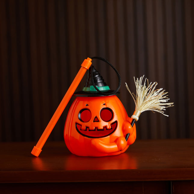 Uglysweatershops Halloween Kid Handheld Broom Magic Pumpkin Lantern