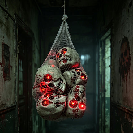 Uglysweatershops Halloween Glowing Bloody Mesh Bag Skull Horror Pendant