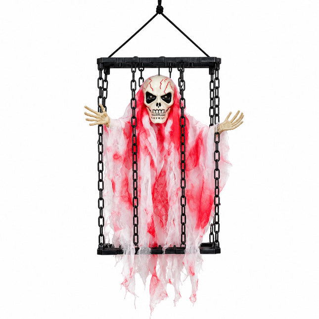 Uglysweatershops Halloween Caged Ghost Electric Screaming Chandelier