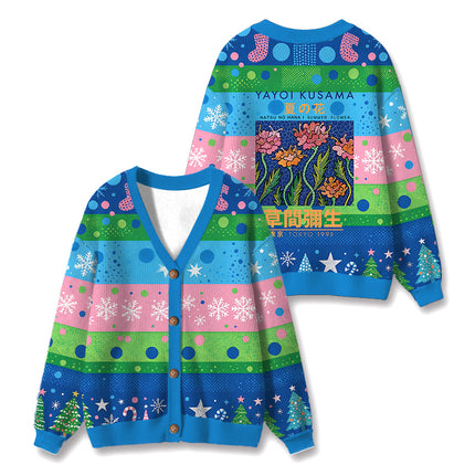 Uglysweatershops Summer Flowers Vintage Ugly Cardigan Sweater