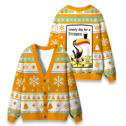 Uglysweatershops Lovely Day Fuzzy Ugly Cardigan Sweatshirt
