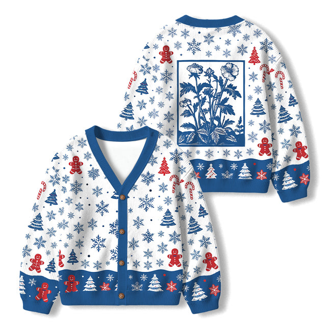 Uglysweatershops Wildflowers Kids Ugly Cardigan Sweater