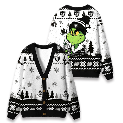 Uglysweatershops Holding Coffee Fuzzy Ugly Cardigan Sweatshirt