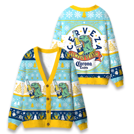 Uglysweatershops Always Fresh Fuzzy Ugly Cardigan Sweatshirt