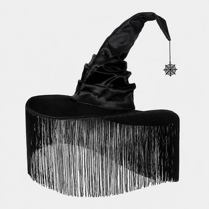 Uglysweatershops Halloween Pleated Black Vintage Witch Hat