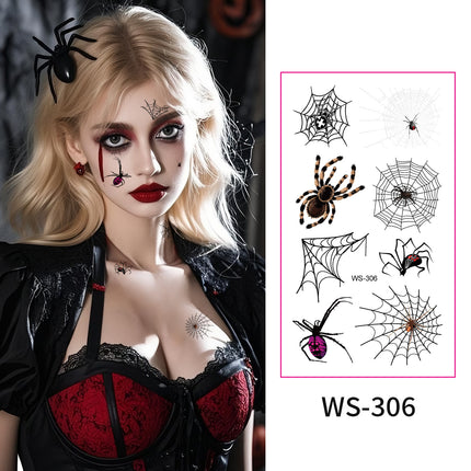 Uglysweatershops Halloween Spider & Web Temporary Tattoos