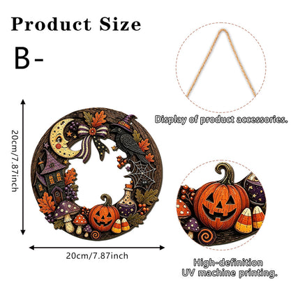 Uglysweatershops Halloween 2-Pack Wooden Hollowed-out Magic Elf Ring Pendant