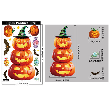 Uglysweatershops Halloween 3-Pack Bat Pumpkin Ghost Glass Window Sticker