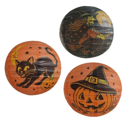 Uglysweatershops Halloween 15-Pack Cartoon Witch Pumpkin Black Cat Holiday Decoration Paper Lanterns