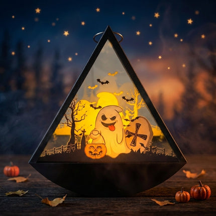 Uglysweatershops Halloween Retro Silhouette Handheld Triangular Lantern