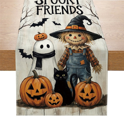 Uglysweatershops Halloween Black Cat Pumpkin Print Decorative Tablecloth