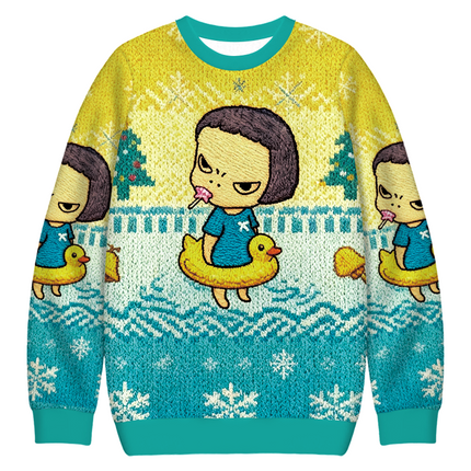 Uglysweatershops Girl Eating Lollipop Christmas Ugly Sweatshirt