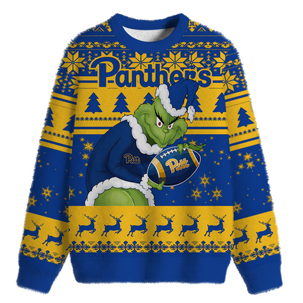 Uglysweatershops Green Monster Football Fuzzy Christmas Ugly Sweatshirt