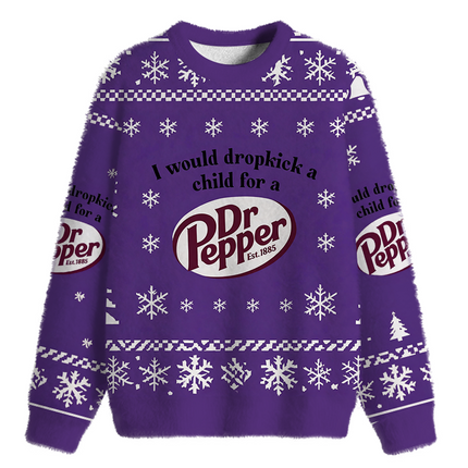 Uglysweatershops I Would Dropkick A Child Fuzzy Christmas Ugly Sweatshirt