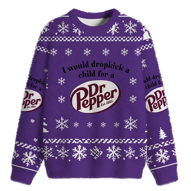 Uglysweatershops I Would Dropkick A Child Fuzzy Christmas Ugly Sweatshirt