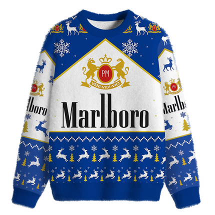 Uglysweatershops Vintage Cig Fuzzy Christmas Ugly Sweatshirt
