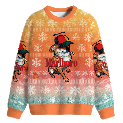 Uglysweatershops Dog Meme Fuzzy Christmas Ugly Sweatshirt