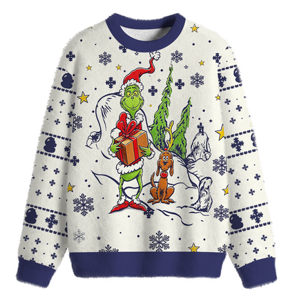 Uglysweatershops Max Funny Fuzzy Christmas Ugly Sweatshirt