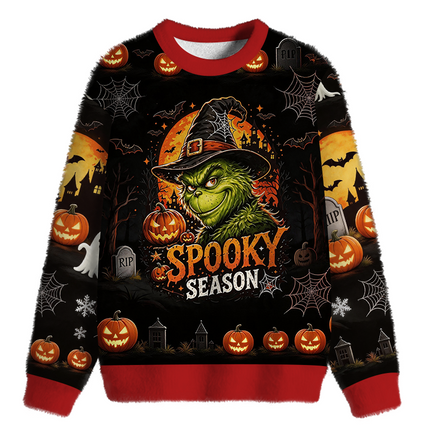 Uglysweatershops Witch Hat Red Fuzzy Christmas Ugly Sweatshirt