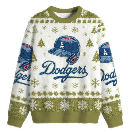 Uglysweatershops LA Blue Fuzzy Christmas Ugly Sweatshirt