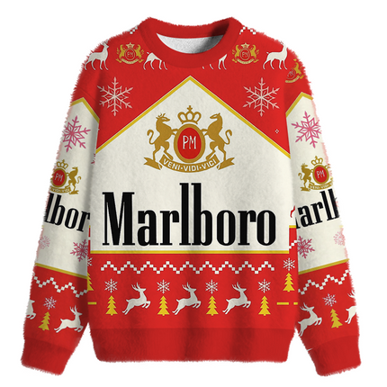 Uglysweatershops Vintage Cig Fuzzy Christmas Ugly Sweatshirt