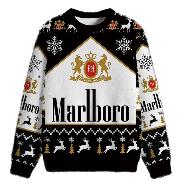 Uglysweatershops Vintage Cig Fuzzy Christmas Ugly Sweatshirt