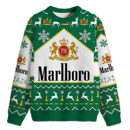 Uglysweatershops Vintage Cig Fuzzy Christmas Ugly Sweatshirt