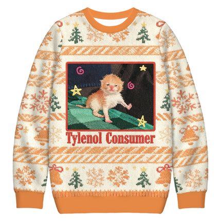 Uglysweatershops Tylenol Cat Meme Christmas Ugly Sweatshirt