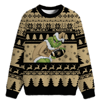 Uglysweatershops Black Knights Fuzzy Christmas Ugly Sweatshirt