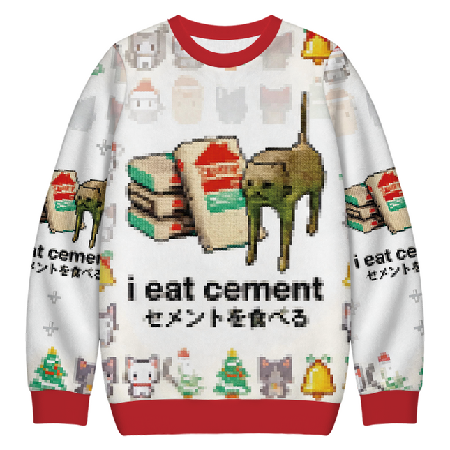 Uglysweatershops I Eat Cement Christmas Ugly Sweatshirt