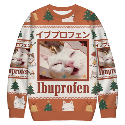 Uglysweatershops Ibuprofen Meme Cat Christmas Ugly Sweatshirt